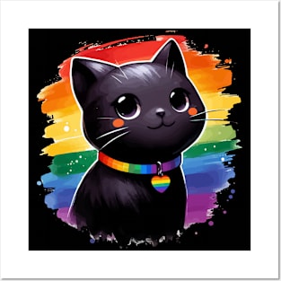 Pride LGBTQIA Trans Cute Black Cat Posters and Art